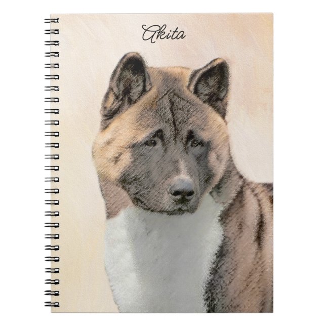 Carnet Akita Peinture - Cute Original Chien Art (Devant)