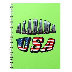 Carnet Alabama Picture and USA Flag Font