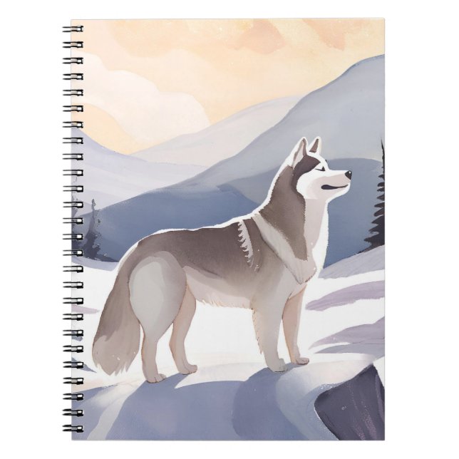 Carnet Alaskan Husky | Dog Mountain Watercolor (Devant)
