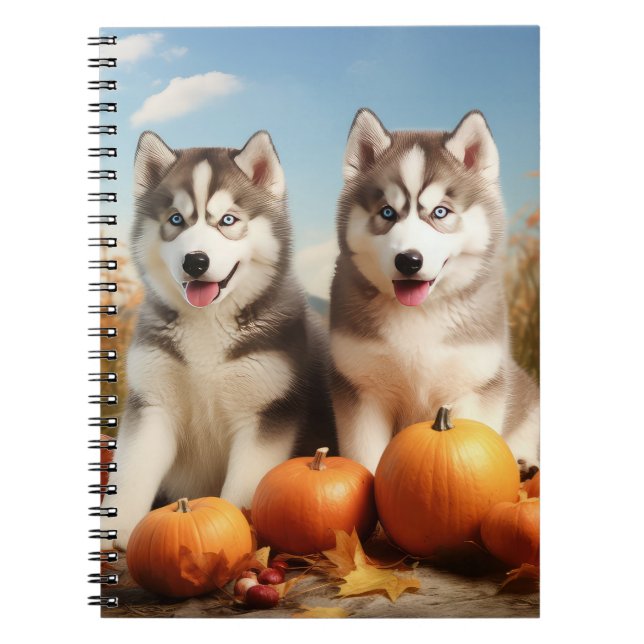 Carnet Alaskan Malamute Chiot Automne Citrouille délice (Devant)