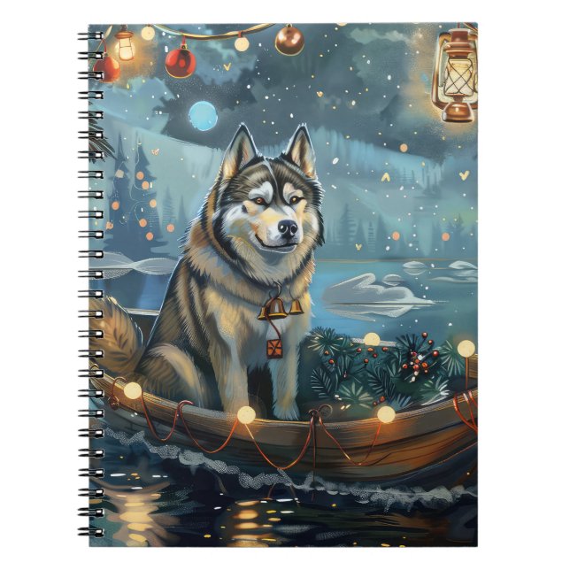 Carnet Alaskan Malamute Noël Festive Voyage (Devant)