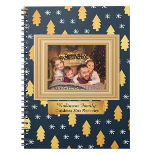 Carnet Album photo de Noël bleu et or