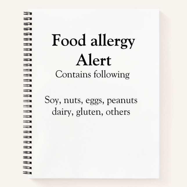 Carnet Alerte d'allergie alimentaire ajouter nom texte él (Devant)