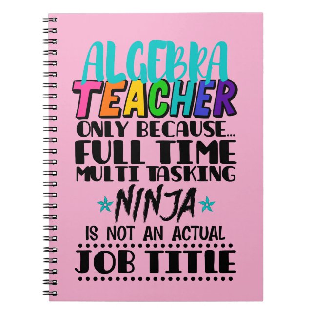 Carnet Algebra Enseignant Uniquement Parce Qu'À Temps Ple (Devant)
