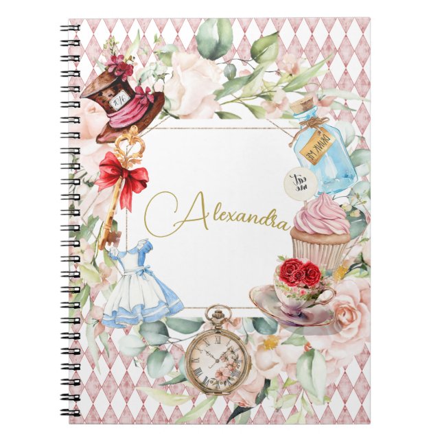 Carnet Alice Au Pays Des Merveilles Aquarelle Florale Per (Devant)