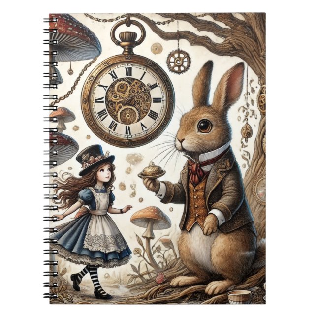 Carnet Alice au pays des merveilles Thé Art lapin blanc (Devant)