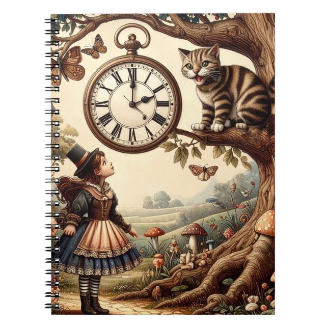 Carnet Alice et Chat du Cheshire : Fantaisie Merveilleuse (Devant)