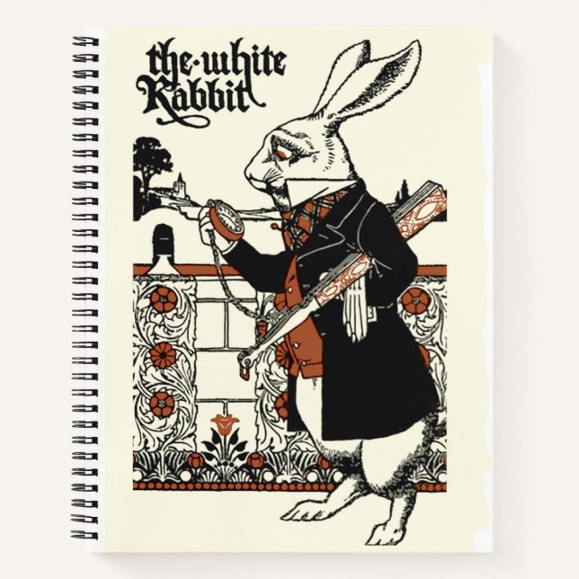Carnet Alice Lapin Blanc Classique Wonderland  (Devant)