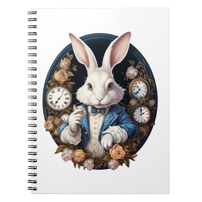 Carnet Alice lapin blanc dans Wonderland Montres et rose (Devant)