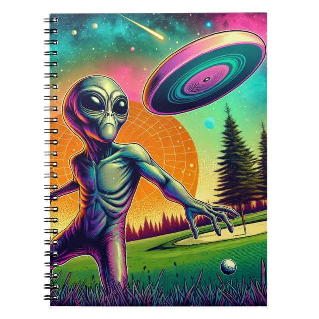 Carnet Alien Disc Golf avec Planet Background (Devant)