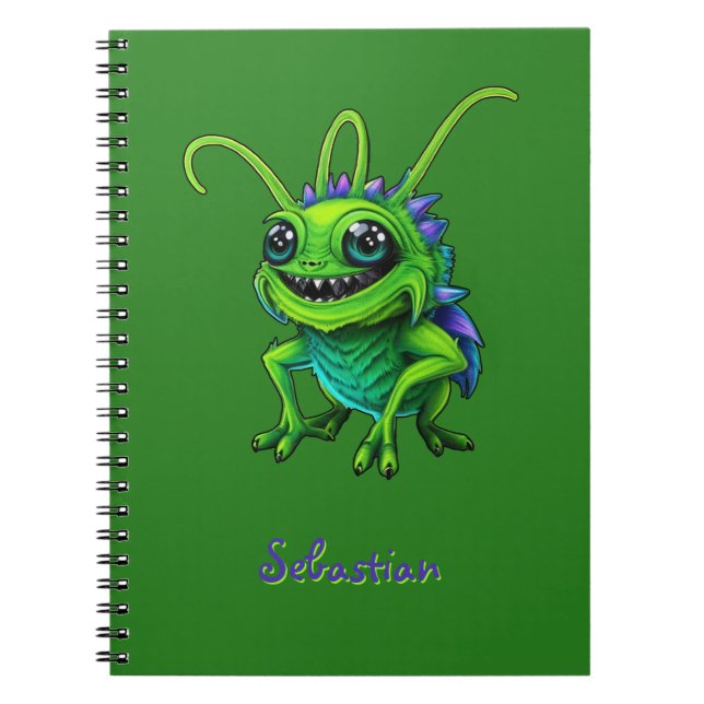 Carnet Alien Grille vert personnalisable - (Devant)