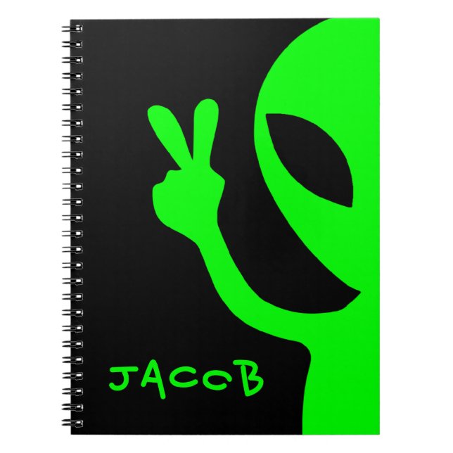 Carnet Alien personnalisé vert et noir (Devant)