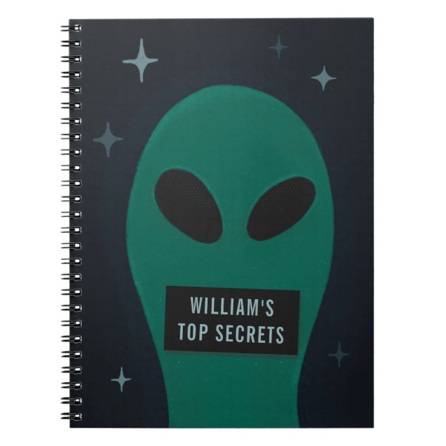 Carnet Alien spatial drôle. Humour blague dessin animé ov (Devant)