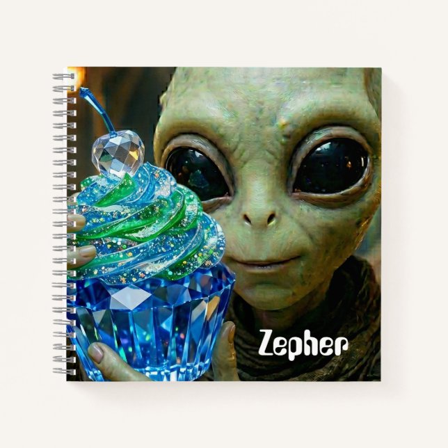 Carnet Alien Stellaire dans un Gâteau Cupcake Cristallin  (Devant)
