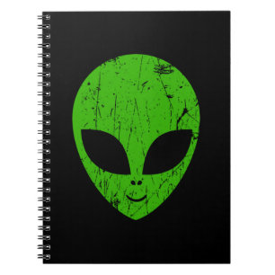 Carnet alien vert tête pour science-fiction extraterrestr