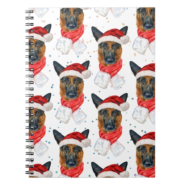 Carnet Allemand Berger race Chien Stars Motifs Noël (Devant)