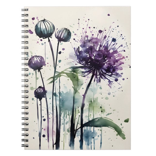 Carnet Allium - Fleurs aquarelles (Devant)