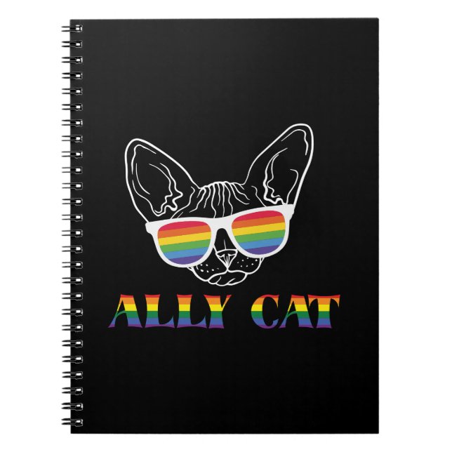 Carnet Ally Cat | Cute chat | Arc en ciel | Fierté (Devant)