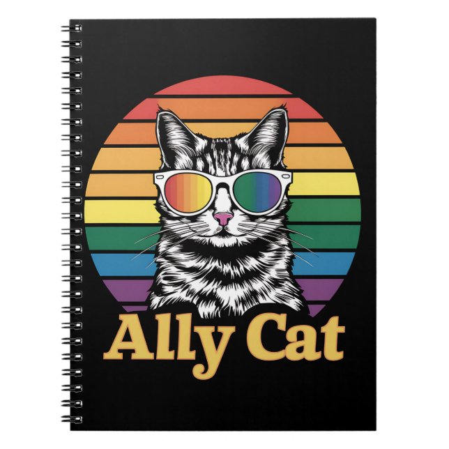 Carnet Ally Cat LGBT Rainbow Flag LGBTQ Cadeau (Devant)