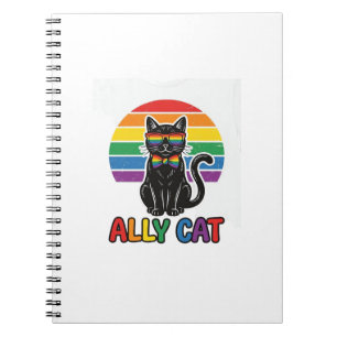 Carnet Ally Cat Rainbow Pride Vintage Chat T-Shirt Design
