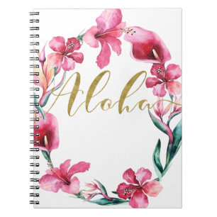 Carnet Aloha été Floral Hibiscus Fleur Wreath