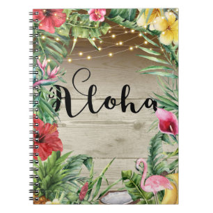 Carnet Aloha Feuilles Florales en Bois Tropical et Lumièr