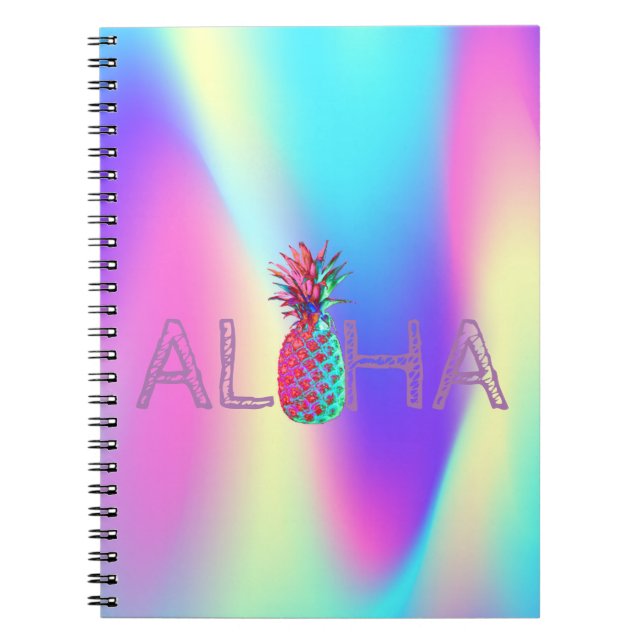 Carnet Aloha Hawaiian Pineappa Ombre Holographique (Devant)