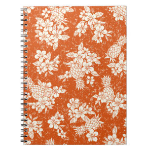 Carnet aloha sans joint motif d'hibiscus et d'ananas,