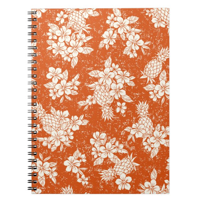 Carnet aloha sans joint motif d'hibiscus et d'ananas,  (Devant)