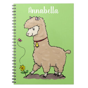 Carnet Alpaca de dessin animé mignon et heureux avec papi