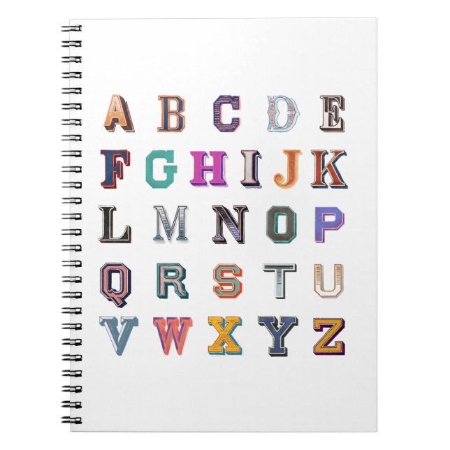 Carnet alphabet a-z vintage en gras (Devant)
