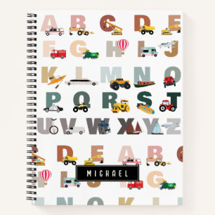 Carnet Alphabet ABC Camions Mignons, Véhicules de Transpo