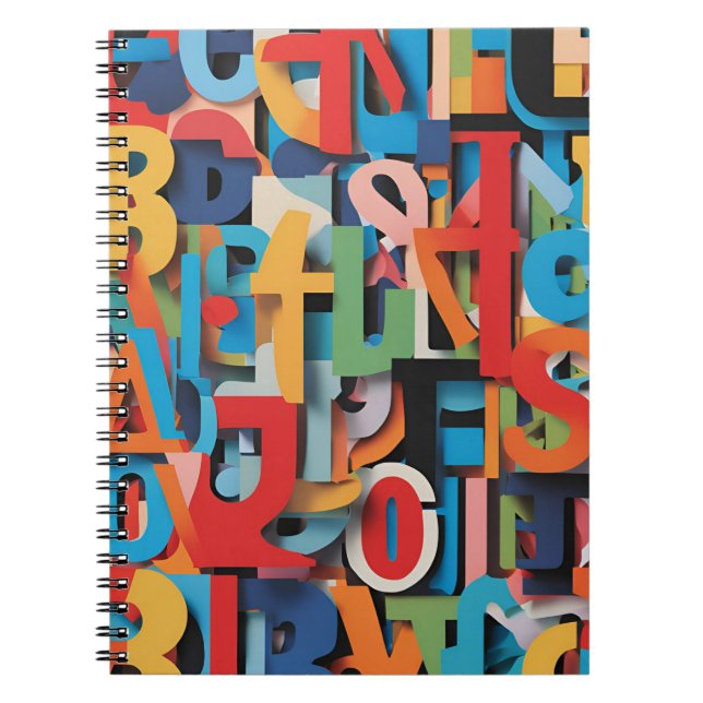 Carnet Alphabet Abstrait avec lettres colorées (Devant)