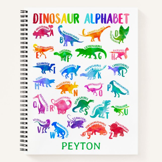 Carnet Alphabet Coloré Dinosaure Aquarelle Enfants Dinosa (Devant)