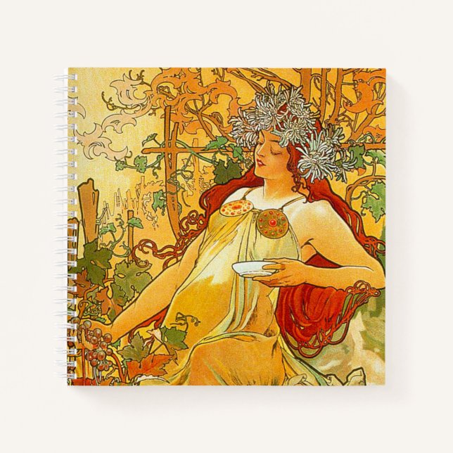 Carnet Alphonse Mucha Art Nouveau Automne (Devant)