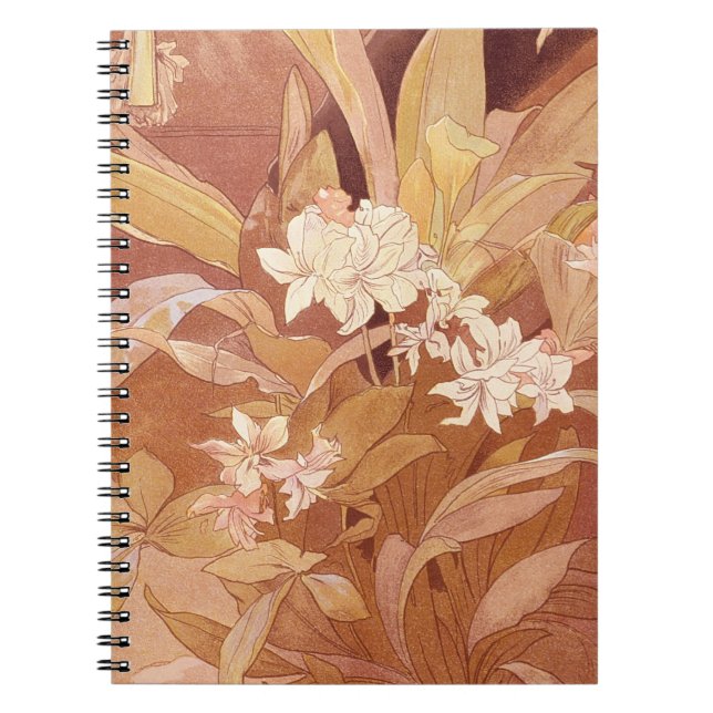 Carnet Alphonse Mucha Art Nouveau Détail floral (Devant)