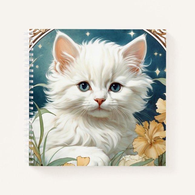 Carnet Alphonse Mucha Art Nouveau Kitten (Devant)
