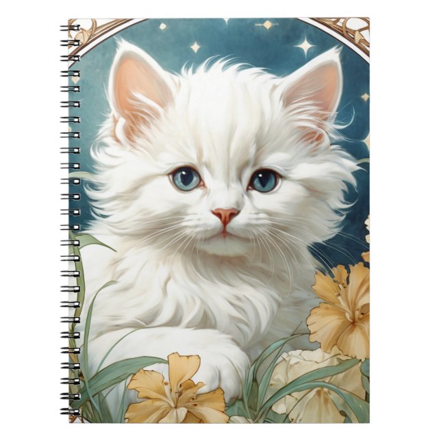 Carnet Alphonse Mucha Art Nouveau Kitten (Devant)
