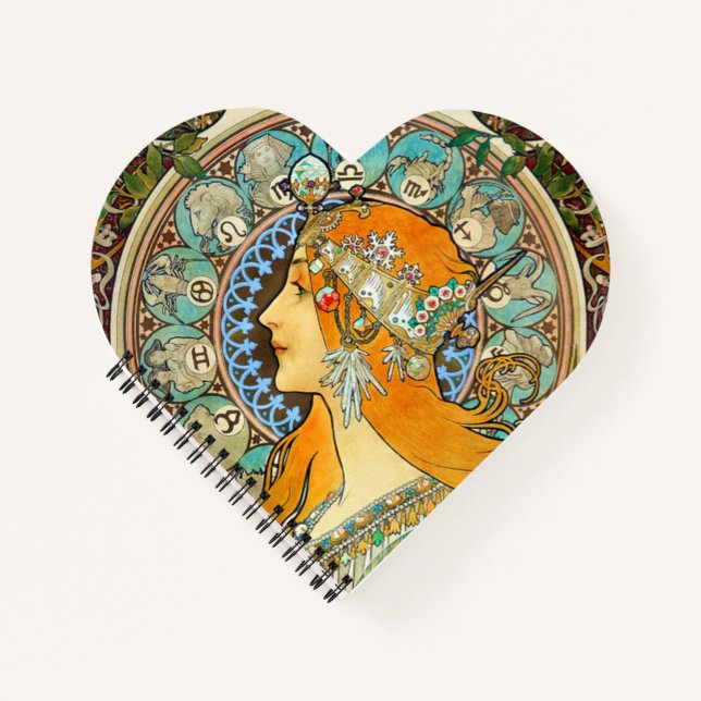 Carnet Alphonse Mucha Art Nouveau Zodiac (Devant)
