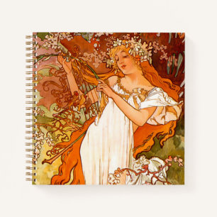 Carnet Alphonse Mucha Printemps Art Nouveau