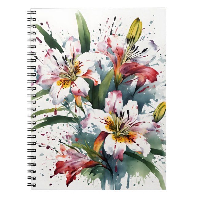 Carnet Alstroemeria - Fleurs aquarelles (Devant)