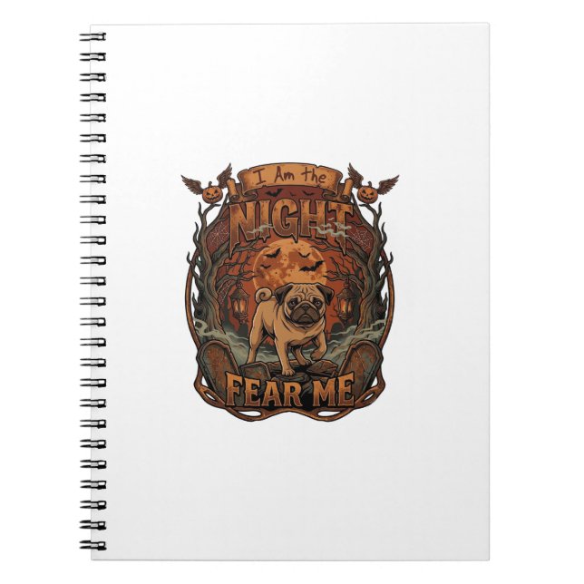 Carnet Am Night Fear Me Pug Halloween Lune_1 (Devant)