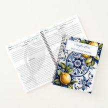Amalfi Coast Italian Blue Tiles Lemon Cookbook