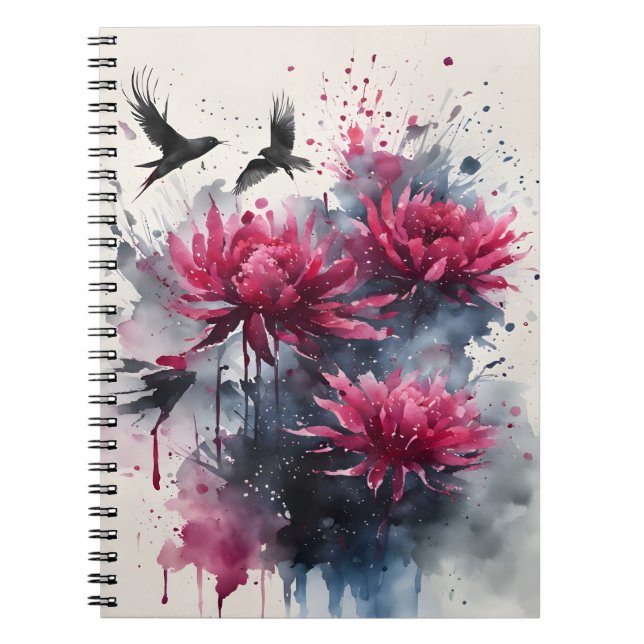 Carnet Amarante - Fleurs aquarelle (Devant)
