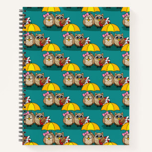 Carnet Amateurs de chouette avec parapluie et boîte de ch