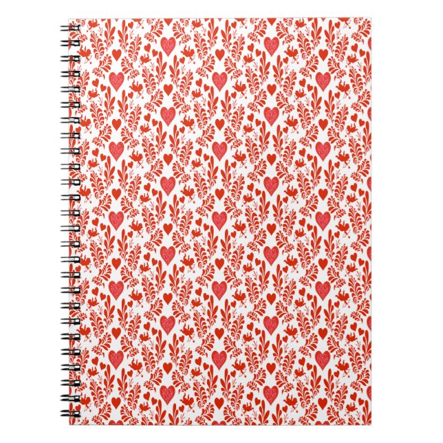 Carnet Ambiance de fleurs rouges avec les coeurs (Devant)