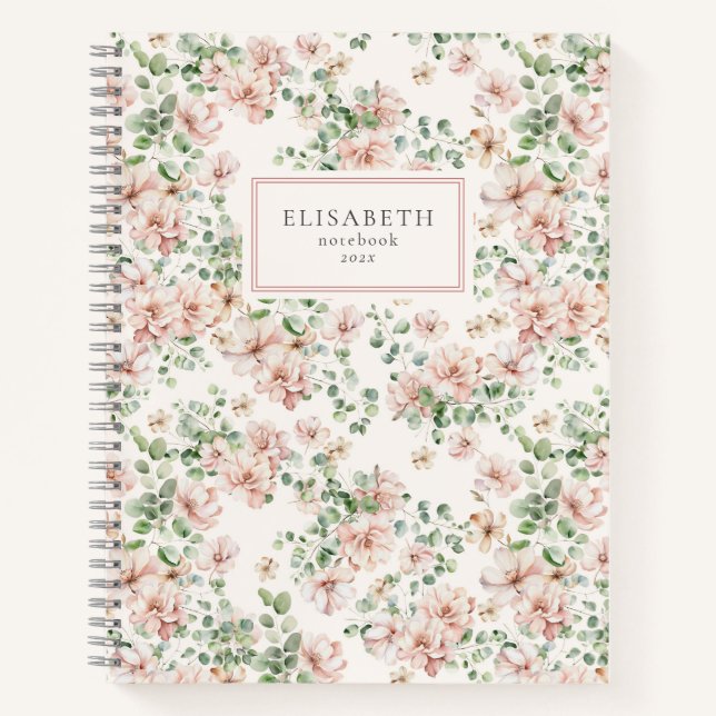 Carnet Ambiance romantique aquarelle florale (Devant)