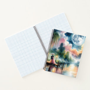 Carnet Ambiance romantique Moonlight Watercolor Scène noc