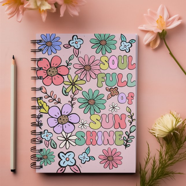 Carnet Âme pleine de soleil rose nom personnalisable (Soul full of sunshine pink customizable name notebook)