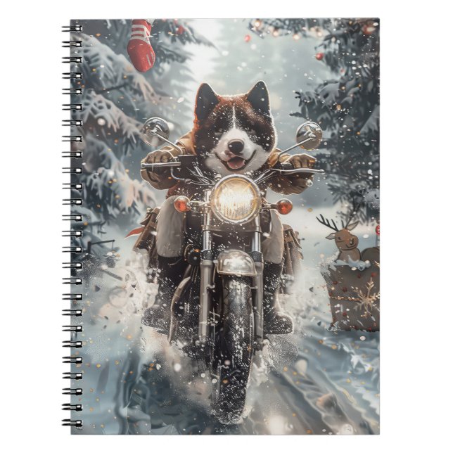 Carnet American Akita Dog équitation moto Noël (Devant)